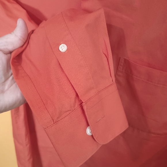 Croft & Barrow Orange Button Down Long Sleeve Single Breast Pocket Shirt Size S - Picture 6 of 9